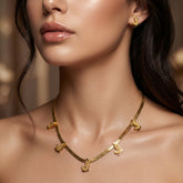 Korean Style Butterfly Chain & Earrings Set for Women | 18K Gold Plated - Imitation jewelry 1118511
