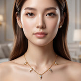 18K Gold Plated Korean Style Necklace & Earrings Set for Women with American Diamonds - Imitation Jewelry 1120511