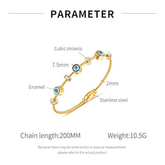 MEENAZ evil eye bracelet for woman Evil Eye Bangles for women Anti Tarnish Stylish Stainless Steel gold Bracelet for girls Hand Kada for Women Magnet lock Aesthetic Accessories Jewellery friendship crystal -625