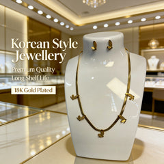 Korean Style Butterfly Chain & Earrings Set for Women | 18K Gold Plated - Imitation jewelry 1118511