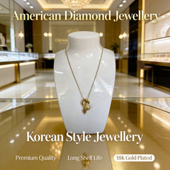 18K Gold Plated Korean Style Pendant Chain for Women with American Diamonds - 1115511