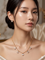 Premium American Diamond Necklace & Earrings Combo for Women | Korean Style - Imitation Jewelry 1118511
