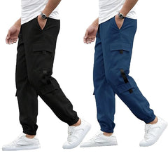 Lymio Track Pant for Men || Pocket with Track Pant || Elastic Jogger Pant (Packs Also Available) (TP-06-08) Pack of 2 (Black & Blue)