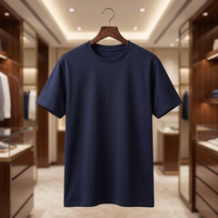 Men's Premium Plain T-Shirt | Navy color Regular Fit | 100% Fine Combed Cotton | 180 GSM | Double Bio Wash & Silicon Wash