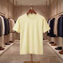 Men's Premium Plain T-Shirt | Beige color Regular Fit | 100% Fine Combed Cotton | 180 GSM | Double Bio Wash & Silicon Wash