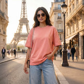 Women's Premium Oversized T-Shirt | Dusky Pink Color | 100% Cotton French Terry Loopknit Fabric | 240 GSM | Drop Shoulder Fit