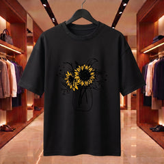 US Trend Printed Women's Premium Oversized Printed T-Shirt | Black Color | 100% Cotton French Terry | 240 GSM | Drop Shoulder | Graphic Design Tee