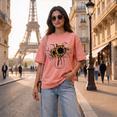 US Trend Printed Women's Premium Oversized Printed T-Shirt | Dusky Pink Color | 100% Cotton French Terry | 240 GSM | Drop Shoulder | Graphic Design Tee
