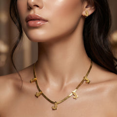Korean Style Butterfly Chain & Earrings Set for Women | 18K Gold Plated - Imitation jewelry 1118511