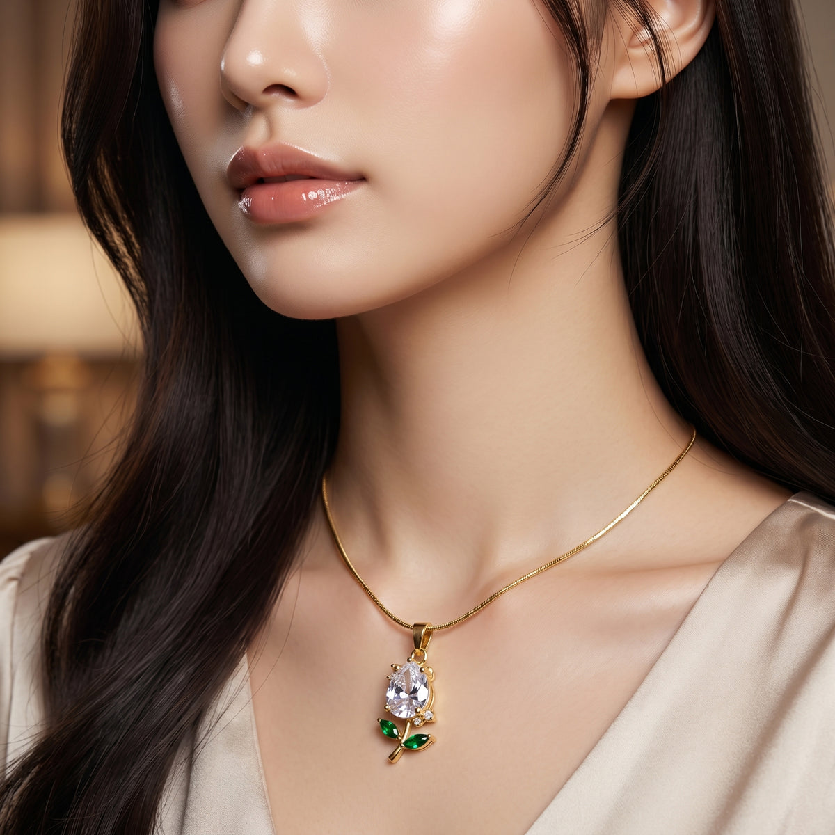 18K Gold Plated Korean Style Chain for Women with American Diamonds - Imitation Jewelry 1111411