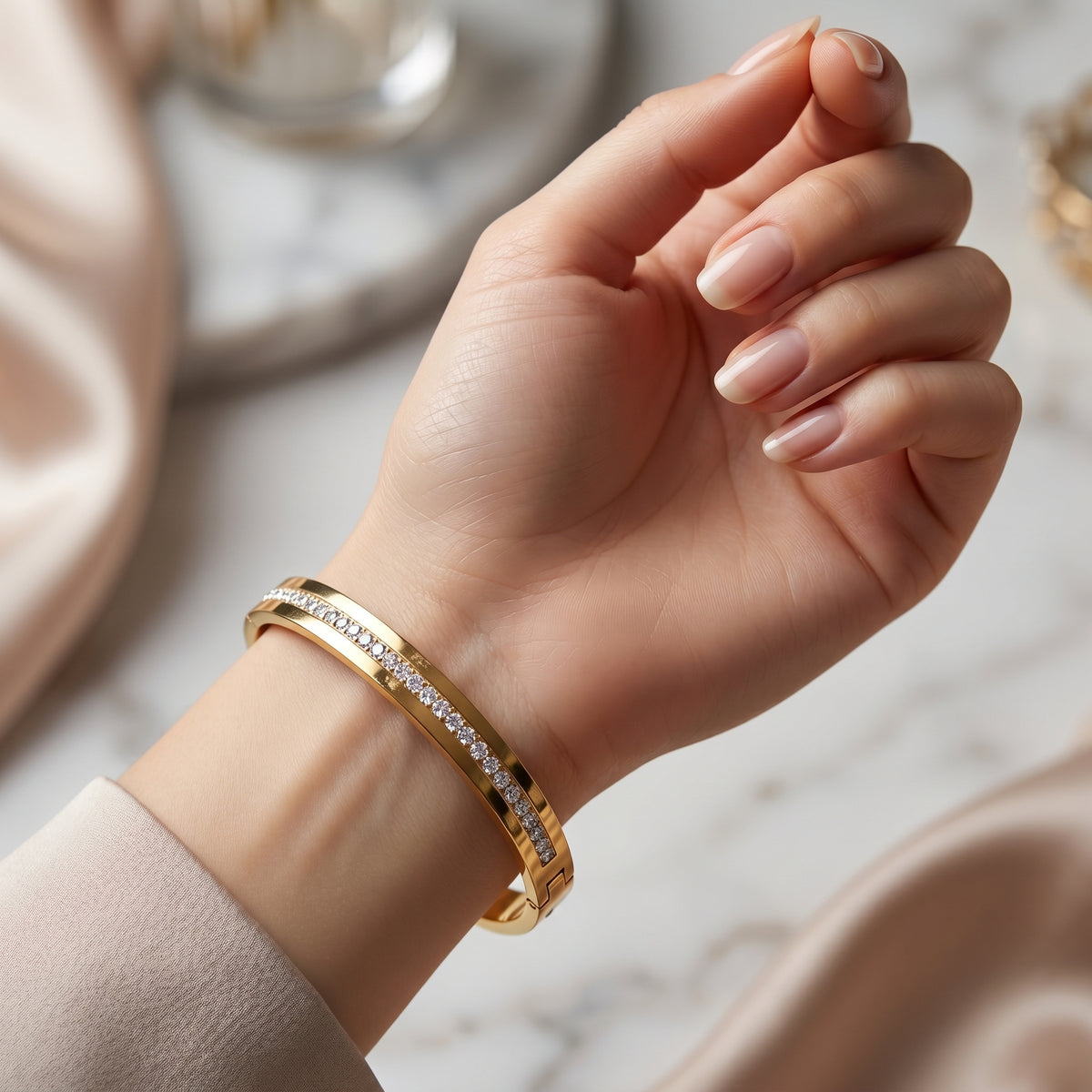 18K Gold Plated Korean Style Bracelet for Women with American Diamonds - Imitation Jewelry 660200