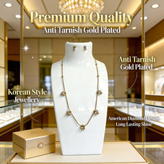 Premium American Diamond Necklace & Earrings Combo for Women | Korean Style - Imitation Jewelry 1120511