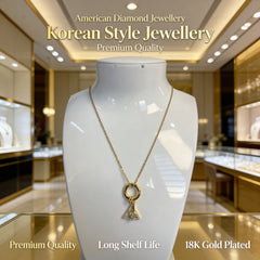 18K Gold Plated Korean Style Pendant Chain for Women with American Diamonds - Imitation jewelry 1115511