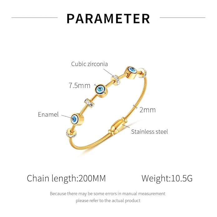 MEENAZ evil eye bracelet for woman Evil Eye Bangles for women Anti Tarnish Stylish Stainless Steel gold Bracelet for girls Hand Kada for Women Magnet lock Aesthetic Accessories Jewellery friendship crystal -625
