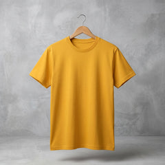 Men's Premium Plain T-Shirt | Mustured color | 100% Fine Combed Cotton | 180 GSM | Double Bio Wash & Silicon Wash