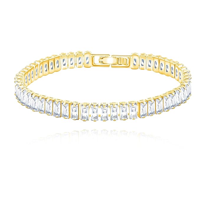 Piercing Anti Tarnish Bracelet For Women, Tennis Bracelet For Woman, Anti Tarnish Jewelry Gold CZ Chain Lightweight Skin-Friendly Wear