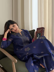 ANNI DESIGNER Women’s Rayon Viscose Straight Printed Kurta with Palazzo | Women Kurta Set | Ethnic Wear for Women | Daily Office Casual Traditional Outfit (Blue)
