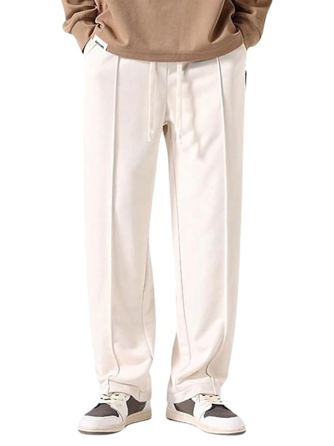 GRECIILOOKS Men's Lycra Cargo Track Pants – Loose Fit Joggers for Men | Korean Style Travel & Lounge Wear with Pockets (Available in Plus Size and Combo Pack of 2) (Solid White)