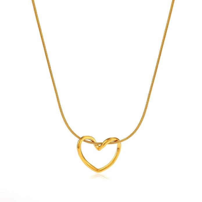 Hollow Heart Necklace Set for Women Girls| Stylish Anti Tarnish Waterproof Stainless Steel Gold Jewellery| Chain Pendant for Love Birthday Wedding, Rakhi Gifts for Sister Wife & Mother