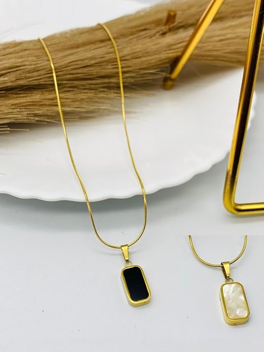 Double Sided Necklace Set for Women Girls| Stylish Anti Tarnish Waterproof Stainless Steel Gold Jewellery| Chain Pendant for Love Birthday Wedding, Rakhi Gifts for Sister Wife & Mother