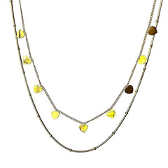 2 Layered Gold Heart Charm chain Necklace, Dainty Chain, Stainless Steel Anti tarnish chain western style.