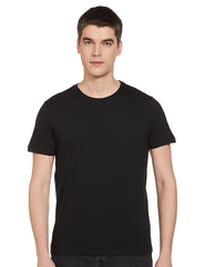 Max Men's Cotton Regular Fit Half Sleeves Crew Neck Solid Lounge T-Shirt (Black)