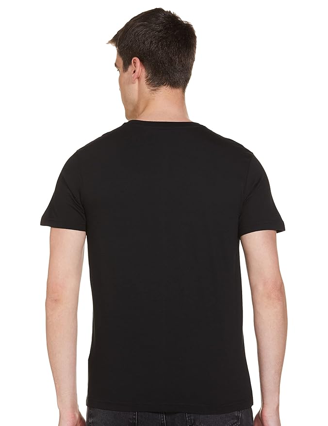 Max Men's Cotton Regular Fit Half Sleeves Crew Neck Solid Lounge T-Shirt (Black)