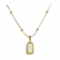 RAAHA Elegant White Rectangle Minimal Pendant Necklace | Gold Plated Anti-Tarnish Chain for Women | Everyday Chain for Casual Wear, Office & Western Style