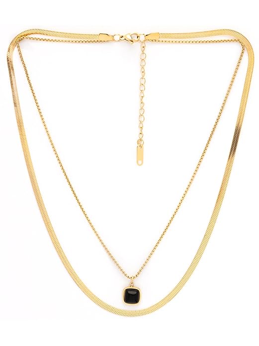 Scintillare by Sukkhi Stylish Stainless Steel Double Chain Necklace Jewellery for Women & Girls|Anti Tarnish Jewellery|Gifts for Wife Girlfriend Mother