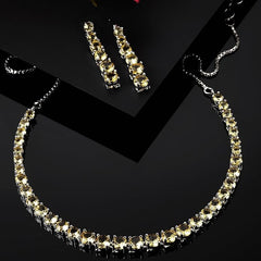ZENEME Jewellery Set Classic Style AD/American Diamond Studded Rose Gold Plated Handcrafted Circle Necklace Set for Women & Girls
