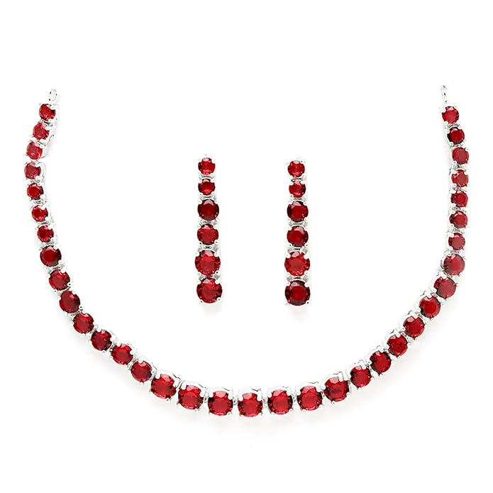 ZENEME Jewellery Set Classic Style AD/American Diamond Studded Rose Gold Plated Handcrafted Circle Necklace Set for Women & Girls