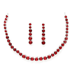ZENEME Jewellery Set Classic Style AD/American Diamond Studded Rose Gold Plated Handcrafted Circle Necklace Set for Women & Girls