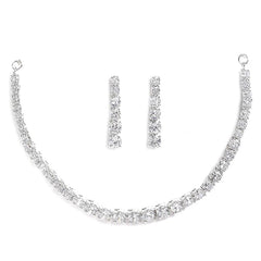 ZENEME Jewellery Set Classic Style AD/American Diamond Studded Rose Gold Plated Handcrafted Circle Necklace Set for Women & Girls