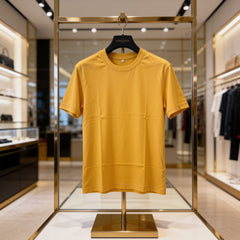 Men's Premium Plain T-Shirt | Mustured color | 100% Fine Combed Cotton | 180 GSM | Double Bio Wash & Silicon Wash