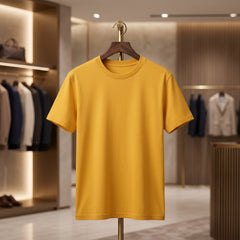 Men's Premium Plain T-Shirt | Mustured color | 100% Fine Combed Cotton | 180 GSM | Double Bio Wash & Silicon Wash