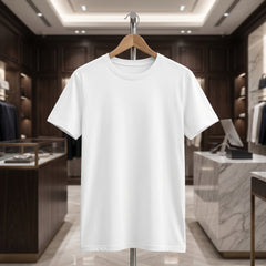Men's Premium Plain T-Shirt | White color Regular Fit | 100% Fine Combed Cotton | 180 GSM | Double Bio Wash & Silicon Wash