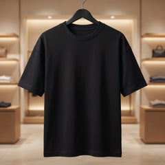 Women's Premium Oversized T-Shirt | Black Color | 100% Cotton French Terry Loopknit Fabric | 240 GSM | Drop Shoulder Fit