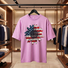 US Trend Printed Women's Premium Oversized Printed T-Shirt | Lavender Color | 100% Cotton French Terry | 240 GSM | Drop Shoulder | Graphic Design Tee