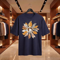 US Trend Printed Women's Premium Oversized Printed T-Shirt | Navy Color | 100% Cotton French Terry | 240 GSM | Drop Shoulder | Graphic Design Tee