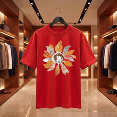 US Trend Printed Women's Premium Oversized Printed T-Shirt | Red Color | 100% Cotton French Terry | 240 GSM | Drop Shoulder | Graphic Design Tee