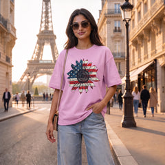 US Trend Printed Women's Premium Oversized Printed T-Shirt | Lavender Color | 100% Cotton French Terry | 240 GSM | Drop Shoulder | Graphic Design Tee
